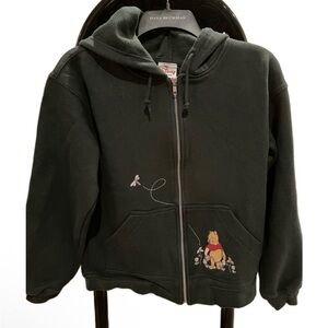 Vintage 90s Disney Hoodie with Winnie the Pooh Embroidery - Dark Green